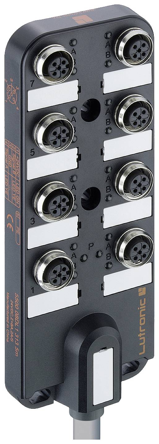 Lutronic 5500 08DL1 3... 5500 08DL1 313 5m Sensor/Aktorbox passiv M12-Verteiler mit Metallgewinde 1St.