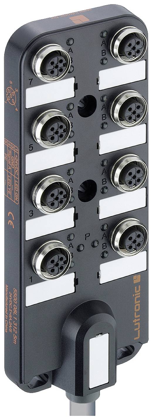 Lutronic 5500 08L1 3... 5500 08L1 312 5m Sensor/Aktorbox passiv M12-Verteiler mit Metallgewinde 1St.