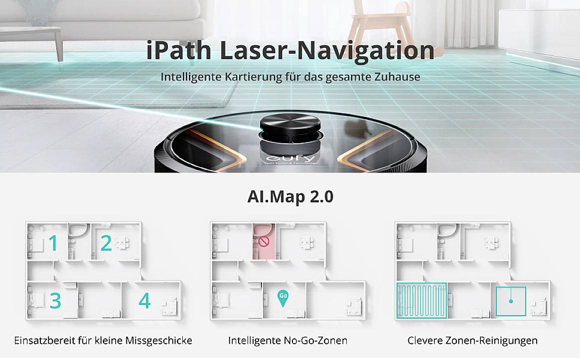 Eufy RoboVac X8 Saugroboter Schwarz kompatibel mit Amazon Alexa, kompatibel mit Google Home, Sprachgesteuert