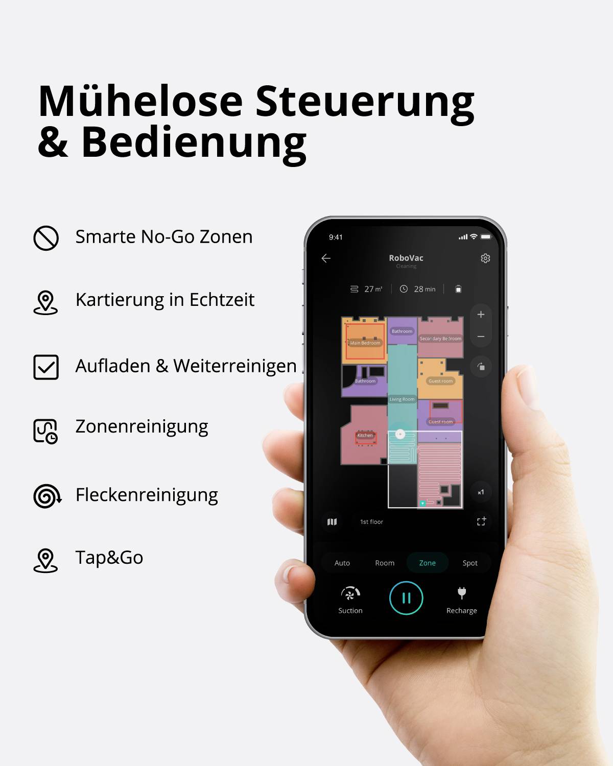 Eufy RoboVac X8 Saugroboter Schwarz kompatibel mit Amazon Alexa, kompatibel mit Google Home, Sprachgesteuert