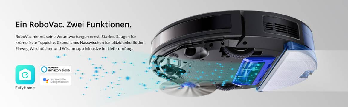 eufy RoboVac G30 Saugroboter Schwarz, Braun App gesteuert, Sprachgesteuert