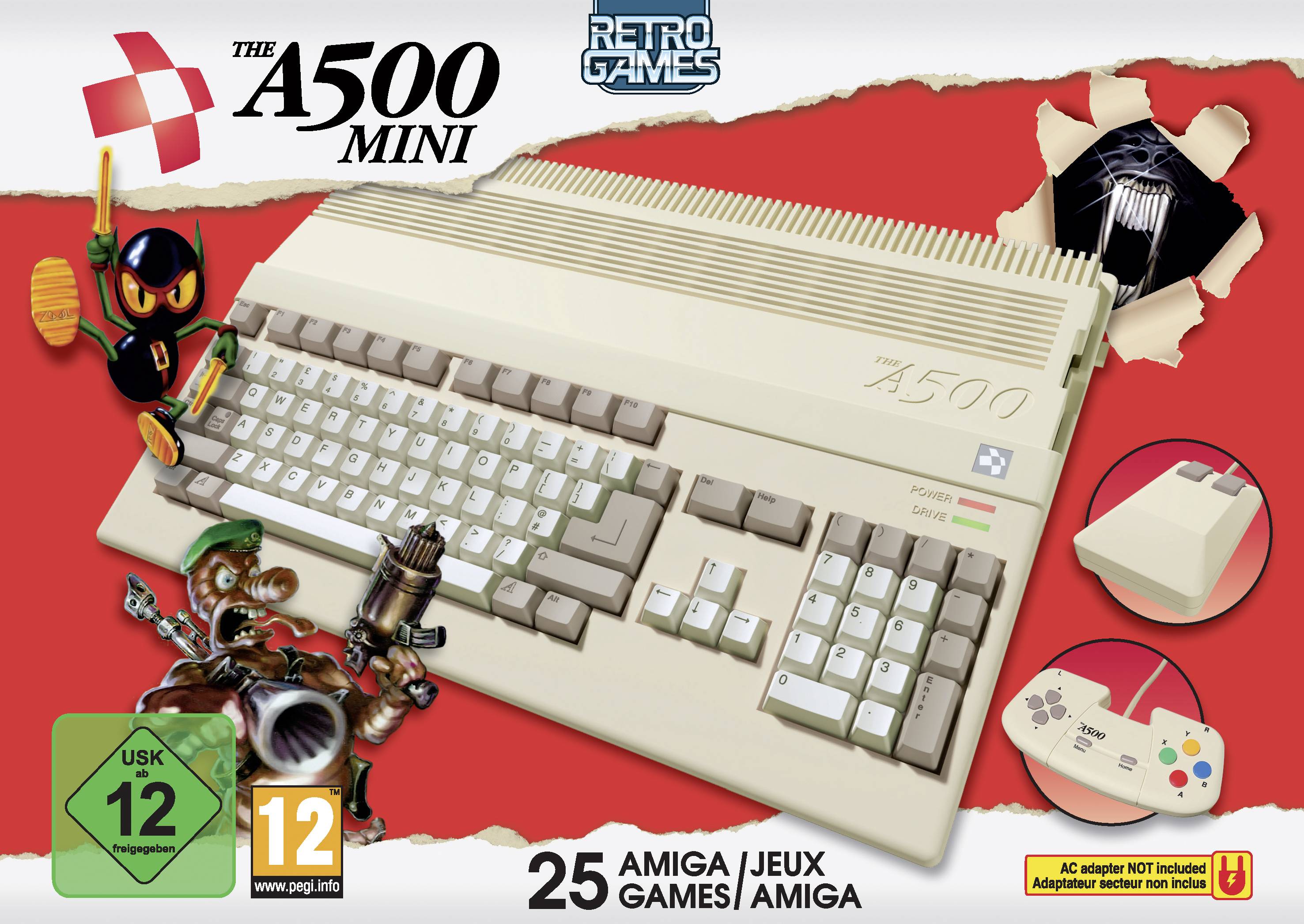 Retro Games The A500 Mini Retro Konsole Beige, Weiß, Grau inkl. installierte Spiele