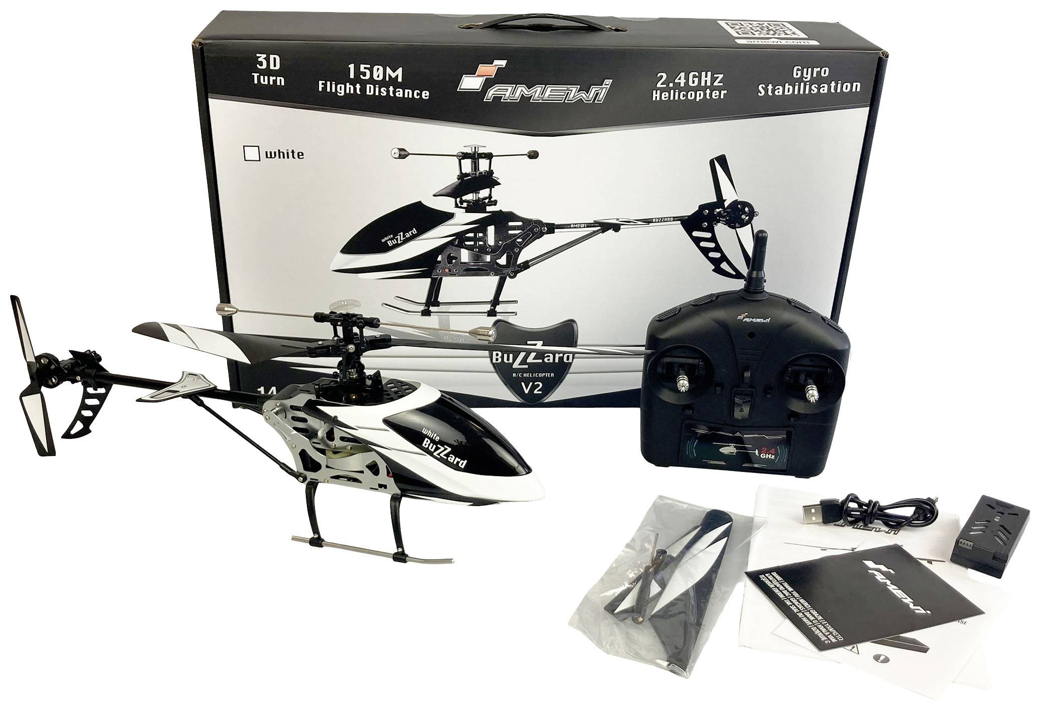 Amewi Buzzard V2 weiß RC Einsteiger Hubschrauber RtF