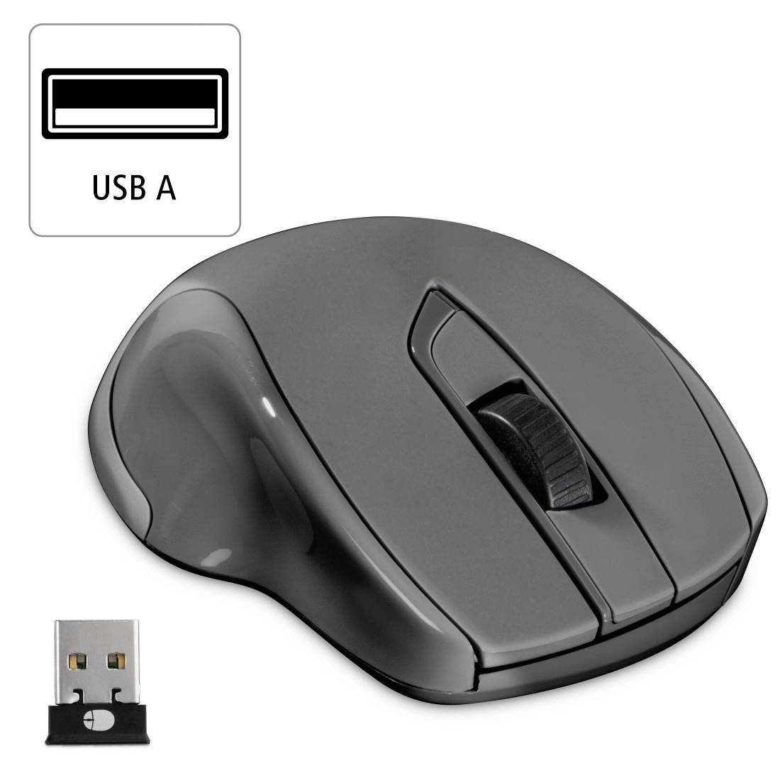 Hama MW-800 V2 Ergonomische Maus Funk Laser Dunkelgrau 7 Tasten 3200 dpi Ergonomisch