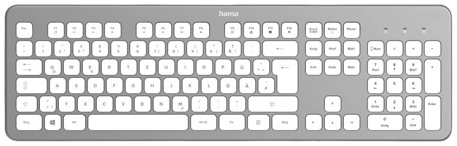 Hama KW-700 Kabellos, Funk Tastatur Deutsch, QWERTZ Silber/Weiß