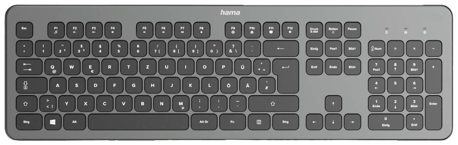 Hama KW-700 Kabellos, Funk Tastatur Deutsch, QWERTZ Anthrazit/Schwarz