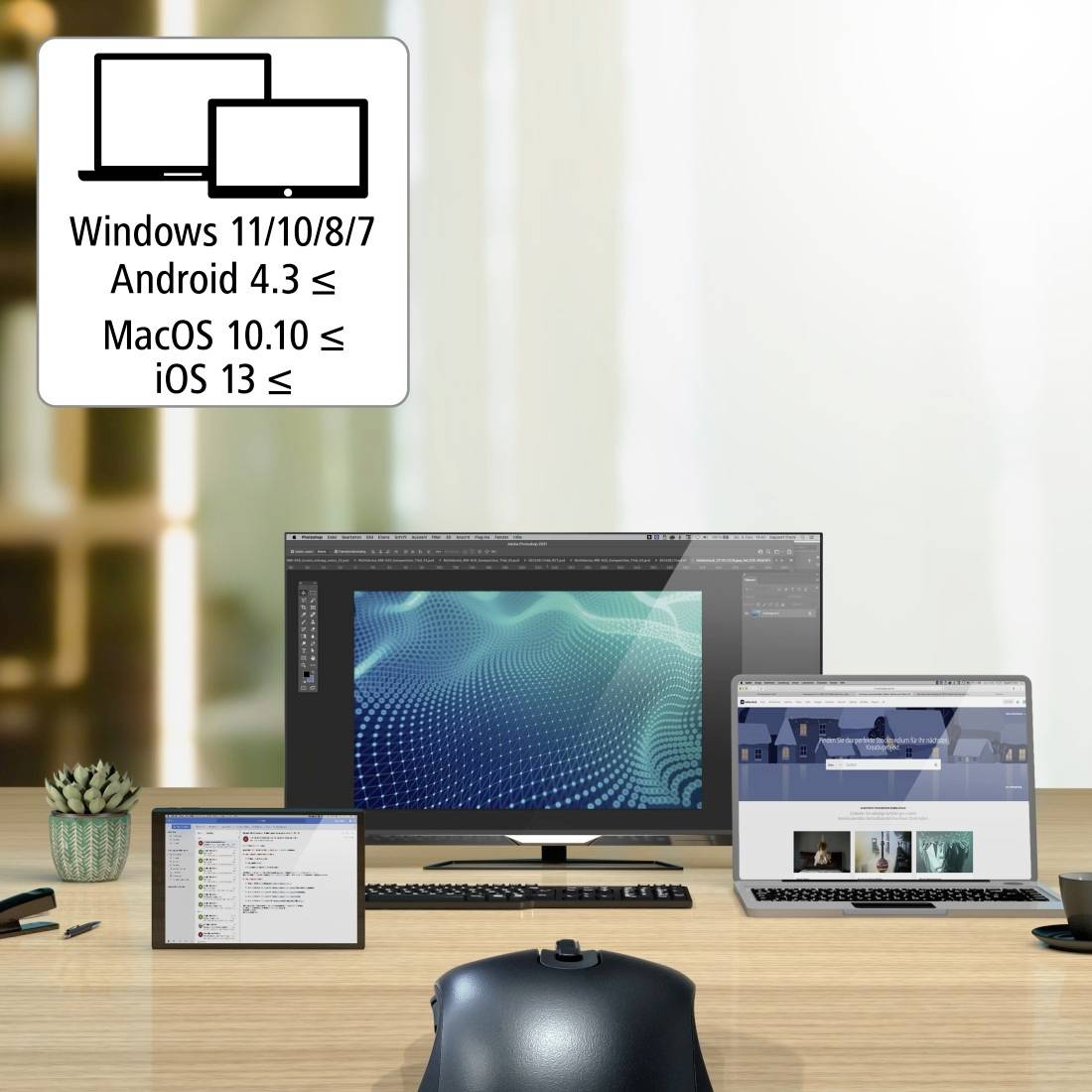 Hama MW-650 Maus Bluetooth®, Funk Optisch Schwarz 6 Tasten 2400 dpi