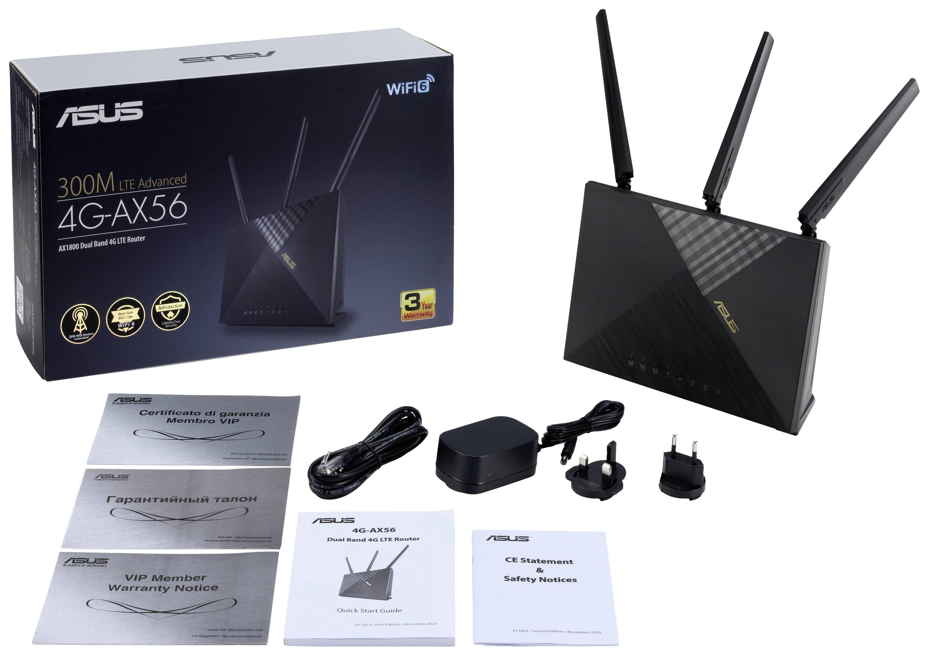 Asus 4G-AX56 AX1800 Cat. 6 Router Integriertes Modem: UMTS, LTE 2.4GHz, 5GHz 1201MBit/s