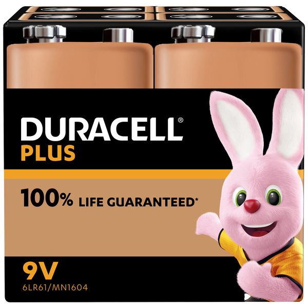 Duracell MN1604 Plus 9V Block-Batterie Alkali-Mangan 9V 4St.