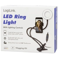 LogiLink Ring Light Ø 8,5cm Lichtstativ EEK E (A - G) inkl. Smartphonehalter LogiLink Ring Light Ø 8,5cm Lichtstativ EEK E (A - G) inkl. Smartphonehalter