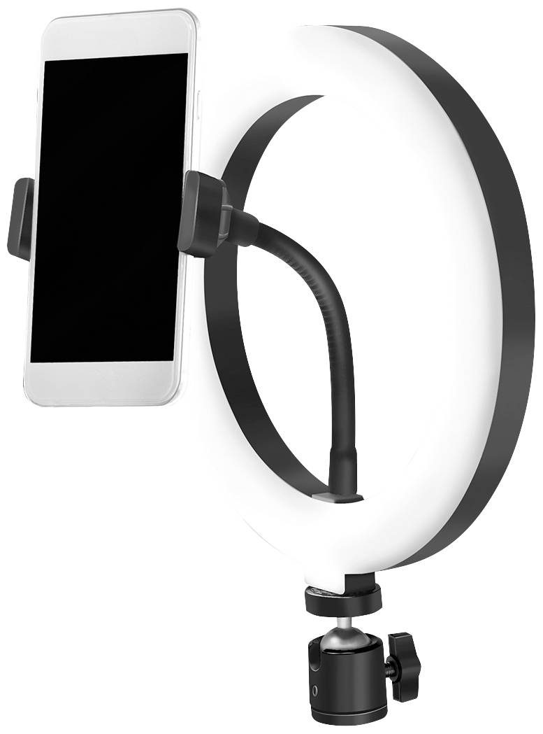 LogiLink Ring Light Ø 20 cm Lichtstativ EEK E (A - G) inkl. Smartphonehalter, Kugelkopf