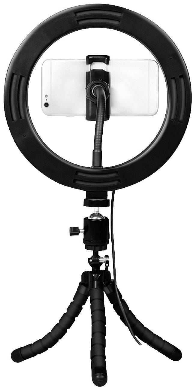 LogiLink Ring Light Ø 20 cm Lichtstativ EEK E (A - G) inkl. Smartphonehalter, Kugelkopf