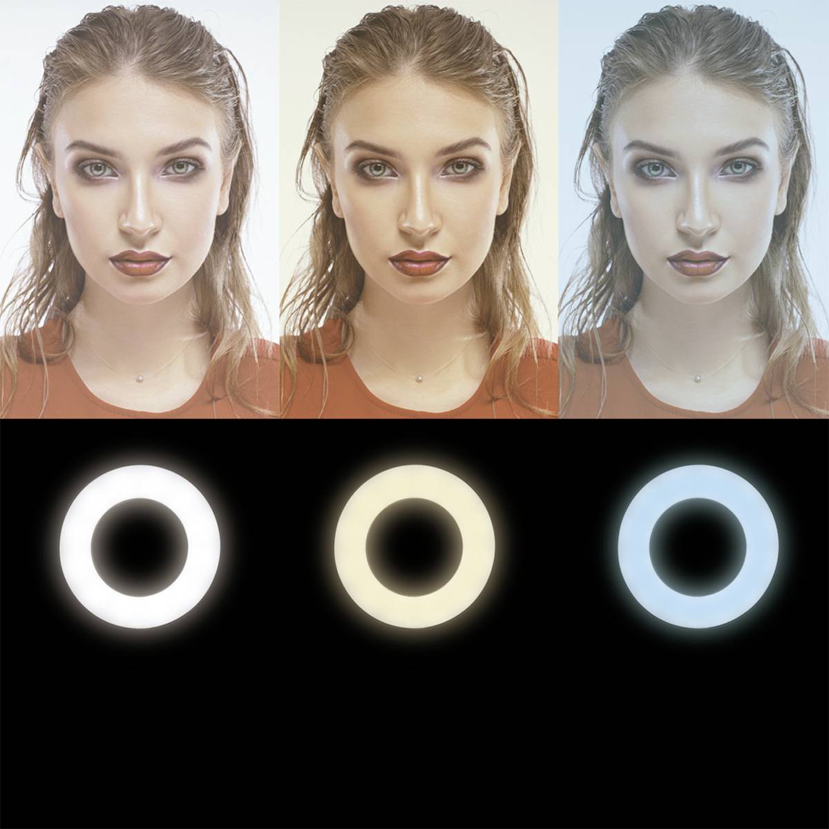 LogiLink Ring Light Ø 25 cm Lichtstativ EEK E (A - G) inkl. Smartphonehalter, Integriertes Stativ, Kugelkopf