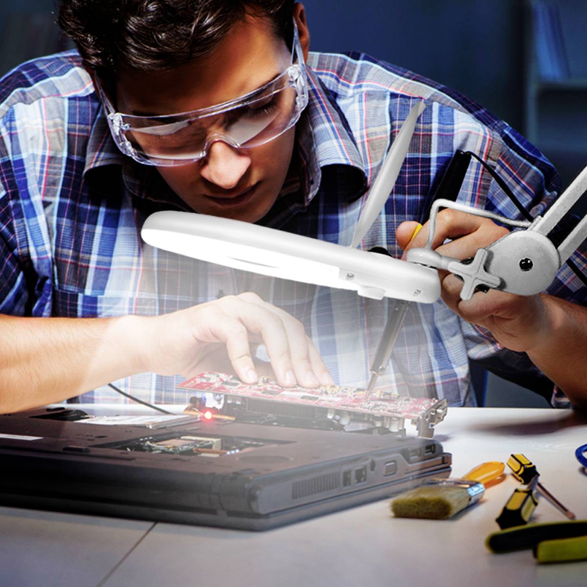 LogiLink WZ0058 Lupenleuchte mit Klemmhalterung, 5 Dioptrien Vergrößerungsfaktor=2.75 x 127 mm 2021 Energieeffizienzklasse F (A - G)