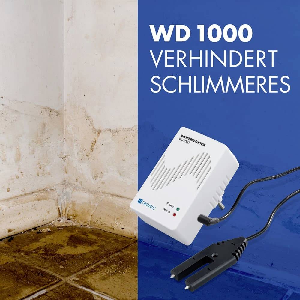 H-Tronic 1114720 WD 1000 Wassermelder mit externem Sensor über Steckdose