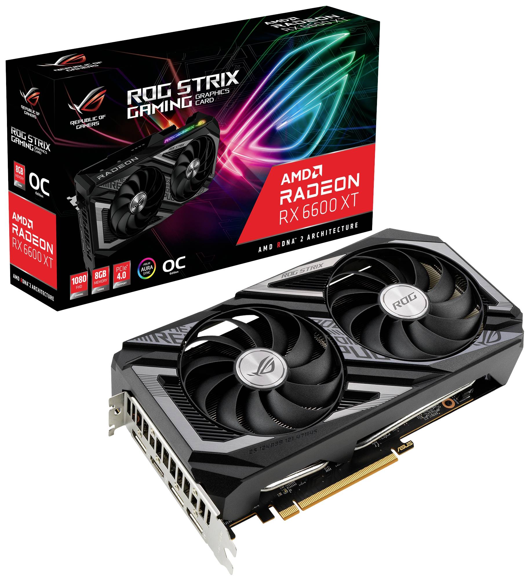 Asus Grafikkarte AMD Radeon RX 6600 XT Gaming Overclocked 8 GB GDDR6-RAM PCIe x16 HDMI®, DisplayPor