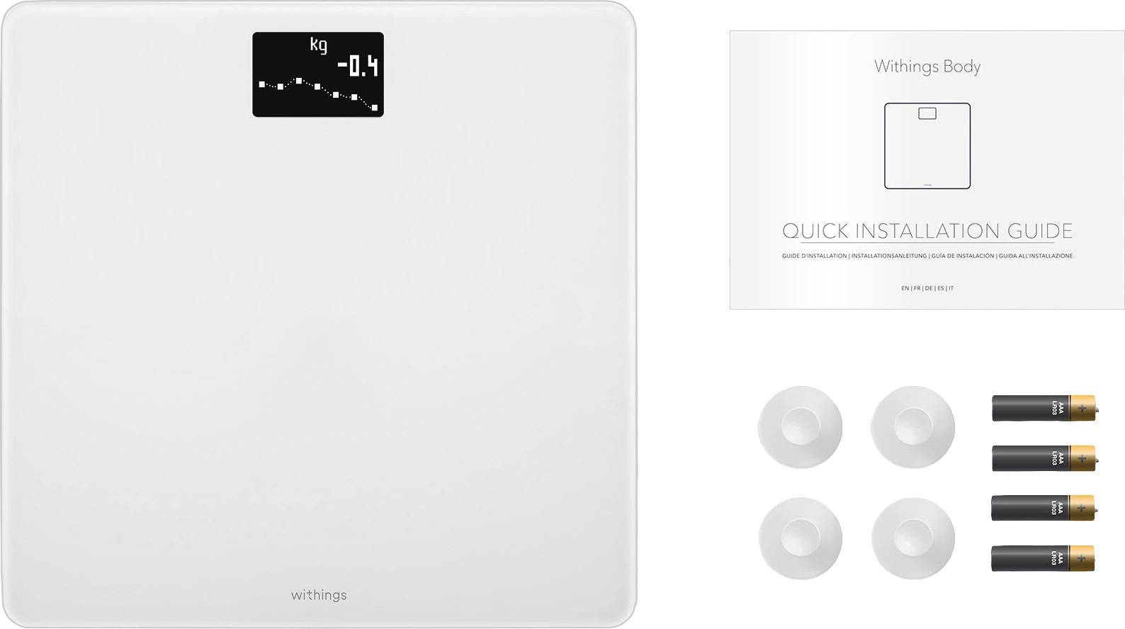 Withings Body Körperanalysewaage WBS06-White-All-Inter - NS digital Wägebereich (max.)=180 kg Weiß Mit Bluetooth, Wetteranzeige