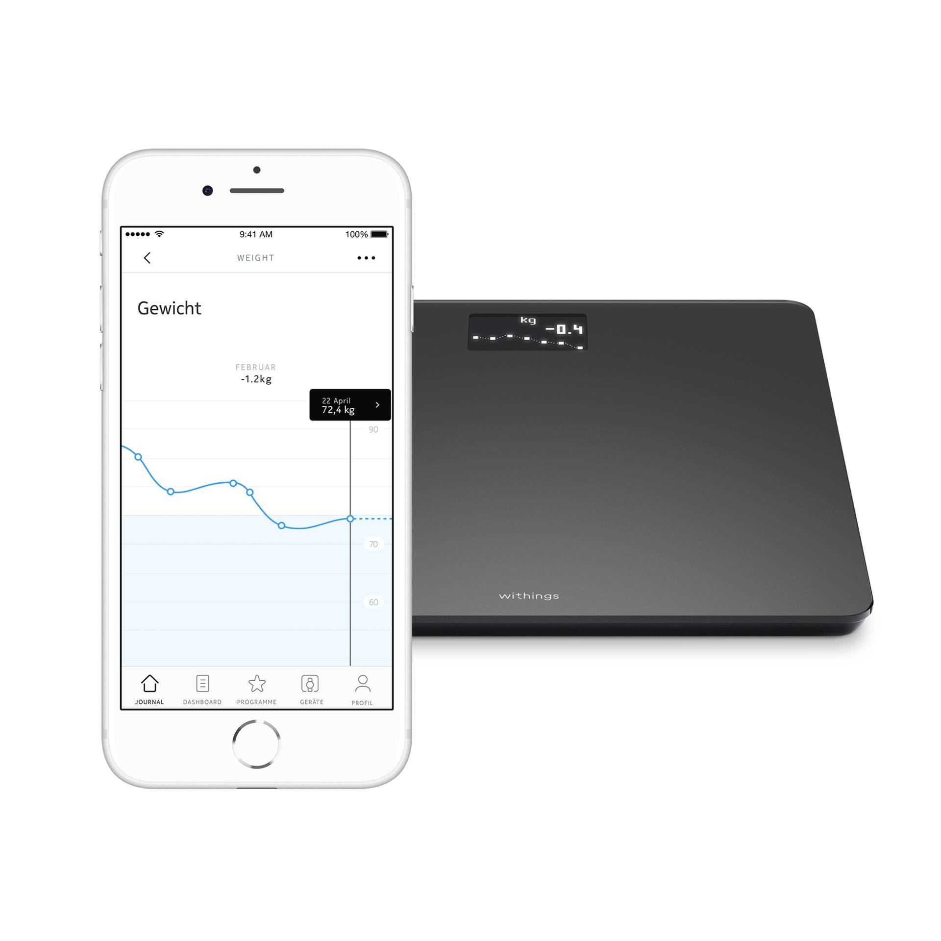 Withings Body Körperanalysewaage WBS06 black Wägebereich (max.)=180 kg Schwarz Mit Bluetooth, Wetteranzeige
