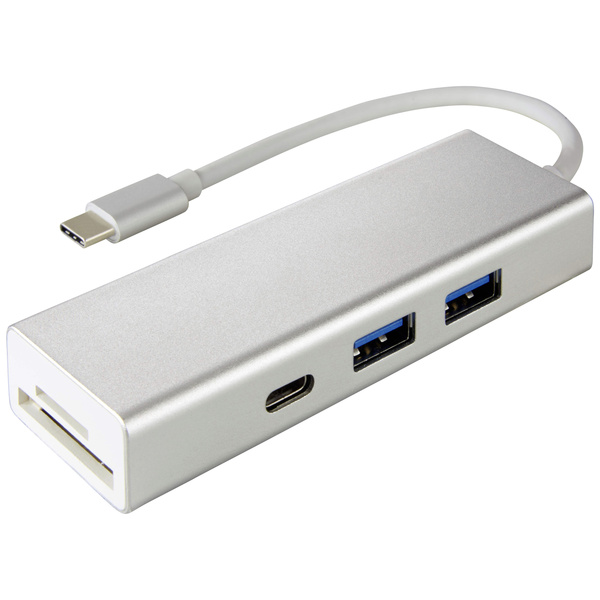 Hama USB-3.1-Type-C-Hub 1:3 USB-Kombi-Hub Silber