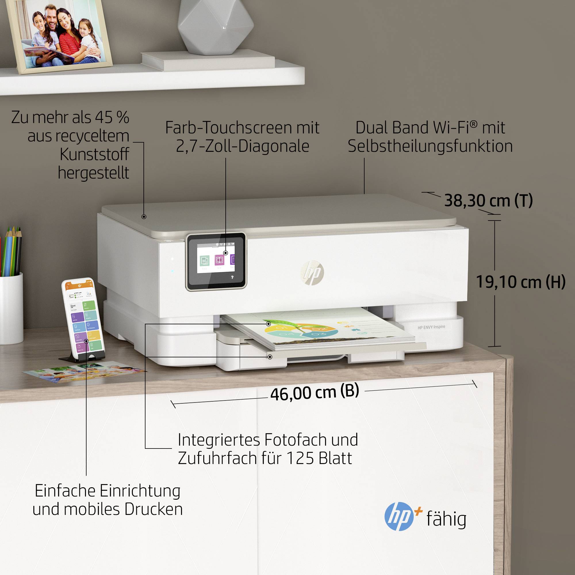 HP ENVY Inspire 7220e All-in-One HP+ Multifunktionsdrucker A4 Drucker, Scanner, Kopierer HP Instant Ink, Duplex, WLAN