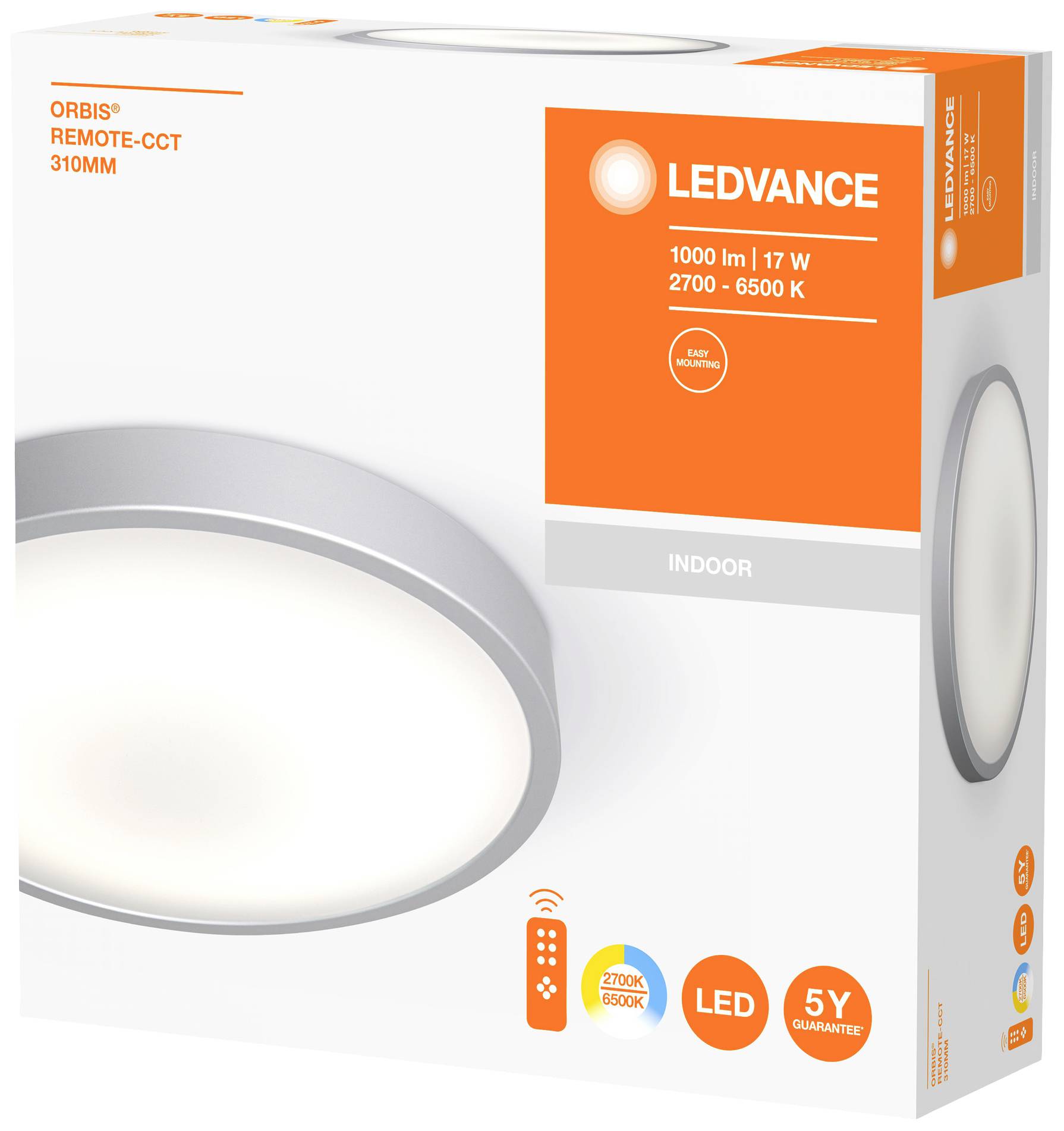 LEDVANCE 4058075651715 Orbis CTT LED-Deckenleuchte 17W Weiß