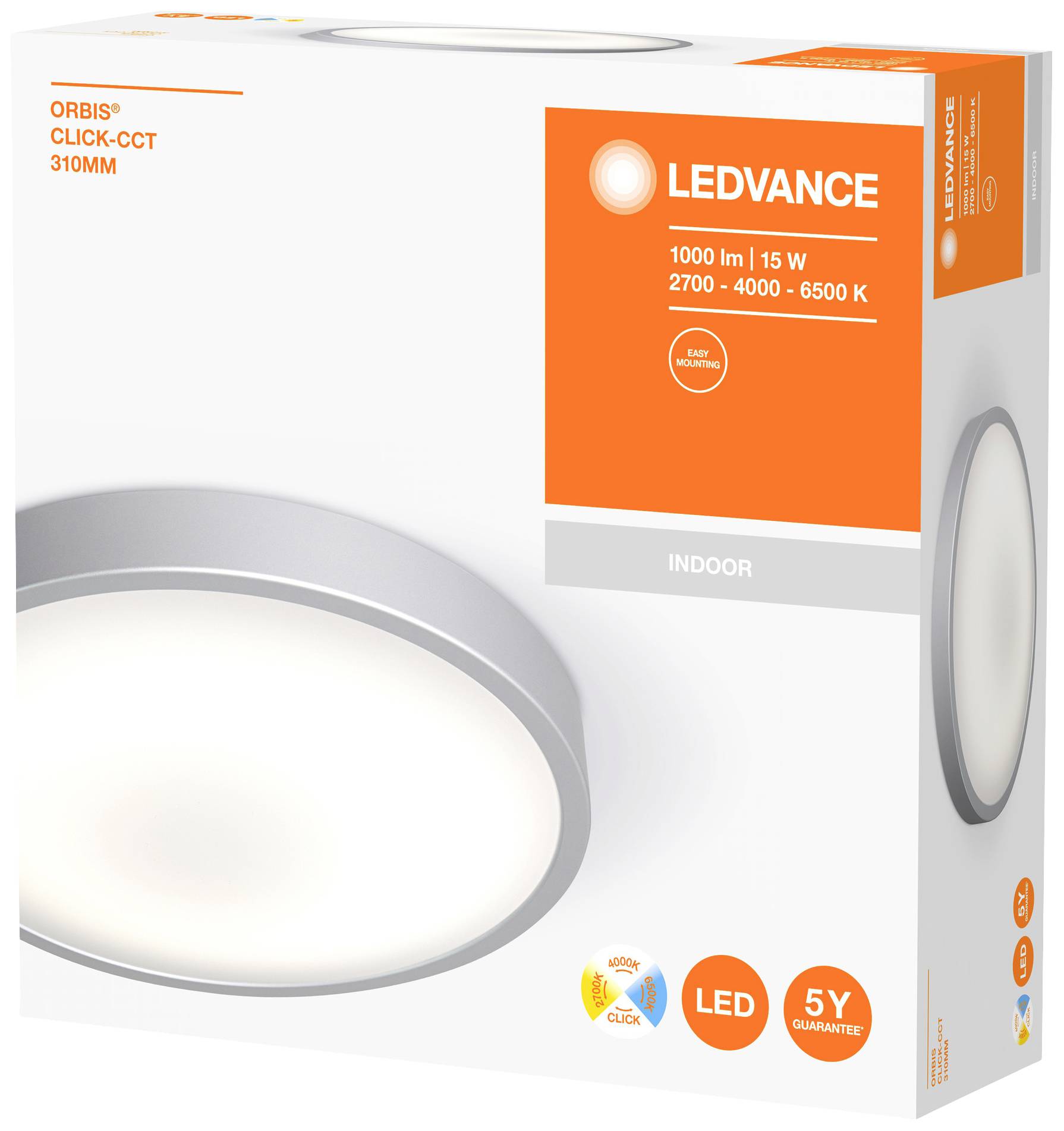 LEDVANCE 4058075651739 Orbis CTT LED-Deckenleuchte 15 W Weiß