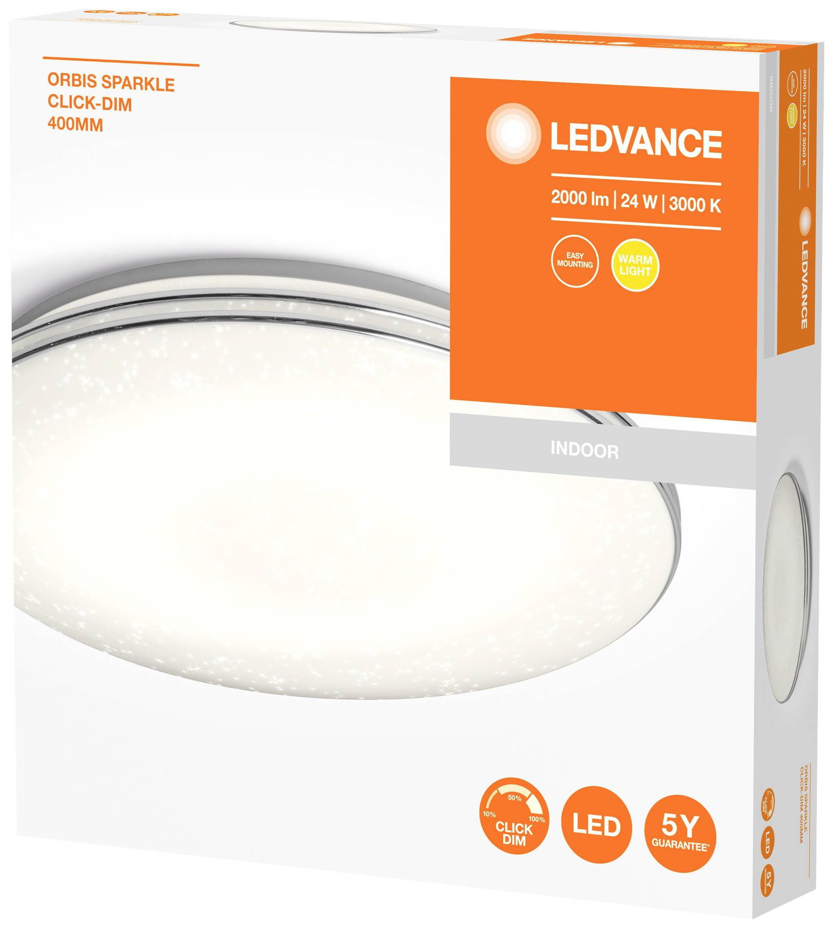 LEDVANCE 4058075633155 Orbis Sparkle LED-Deckenleuchte 24W Weiß