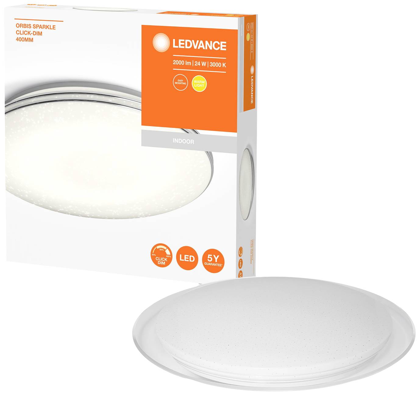 LEDVANCE 4058075633155 Orbis Sparkle LED-Deckenleuchte 24W Weiß