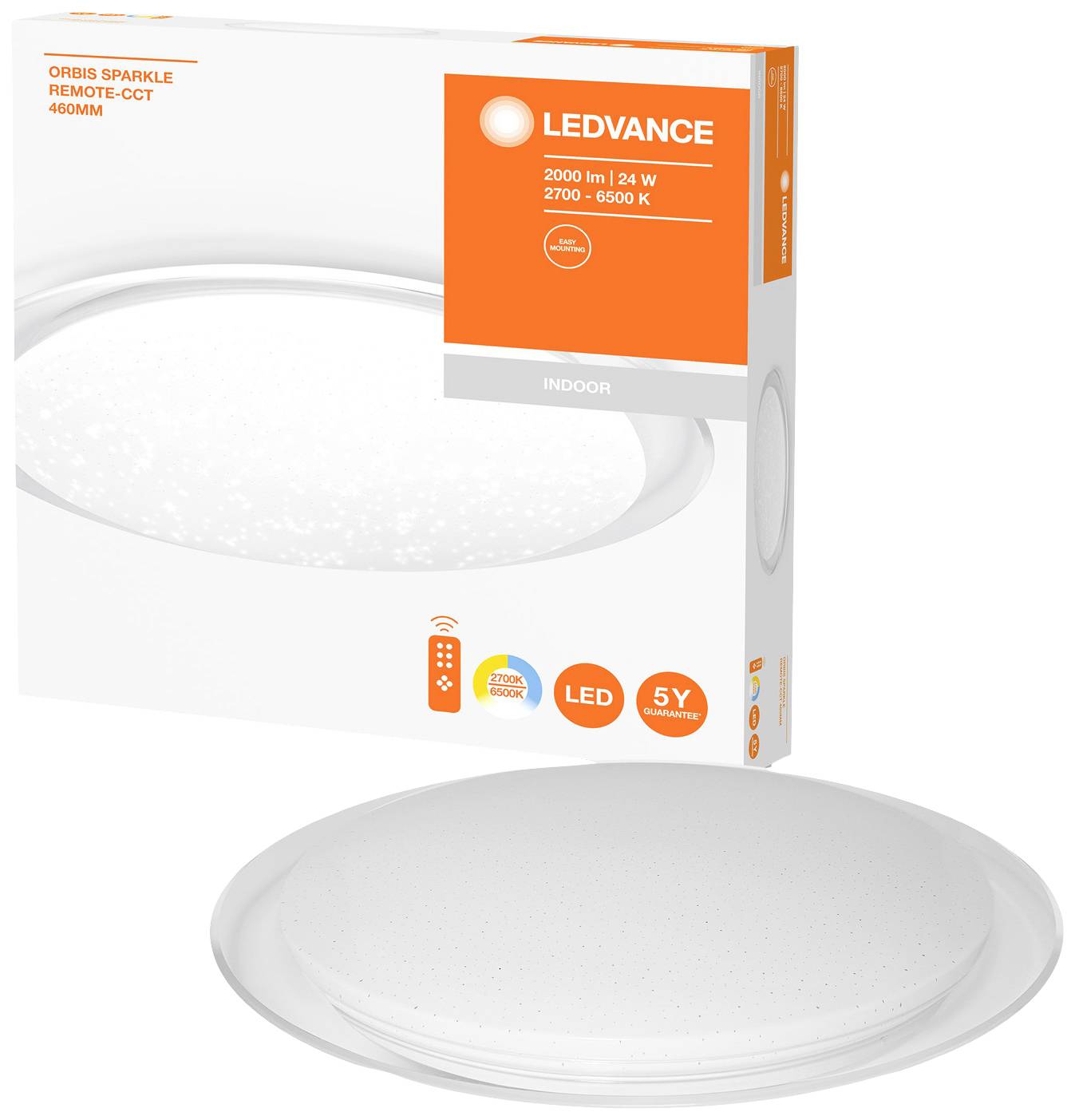 LEDVANCE 4058075633179 Orbis Sparkle LED-Deckenleuchte 28W Weiß