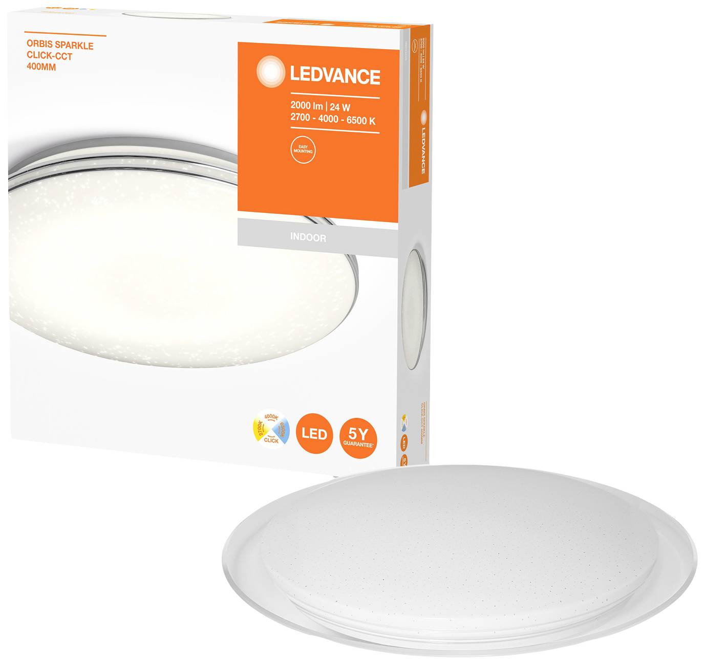 LEDVANCE 4058075633131 Orbis Sparkle LED-Deckenleuchte LED 24W Weiß