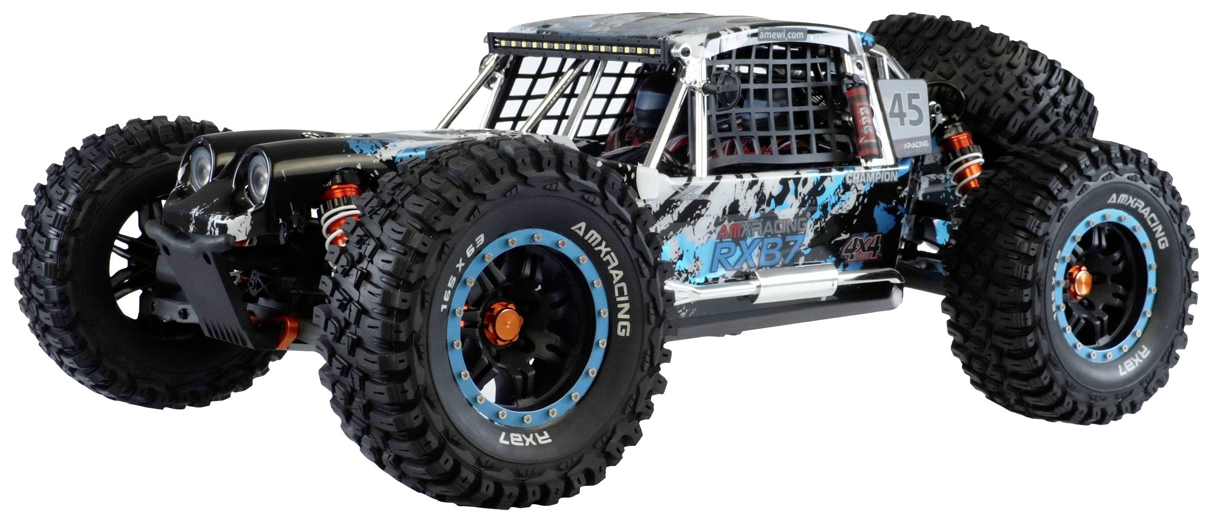 Amewi AMXRacing RXB7 Blau Brushless 1:7 RC Modellauto Elektro Buggy Allradantrieb (4WD) RtR 2,4 GHz Inkl. Akku und Ladegerät