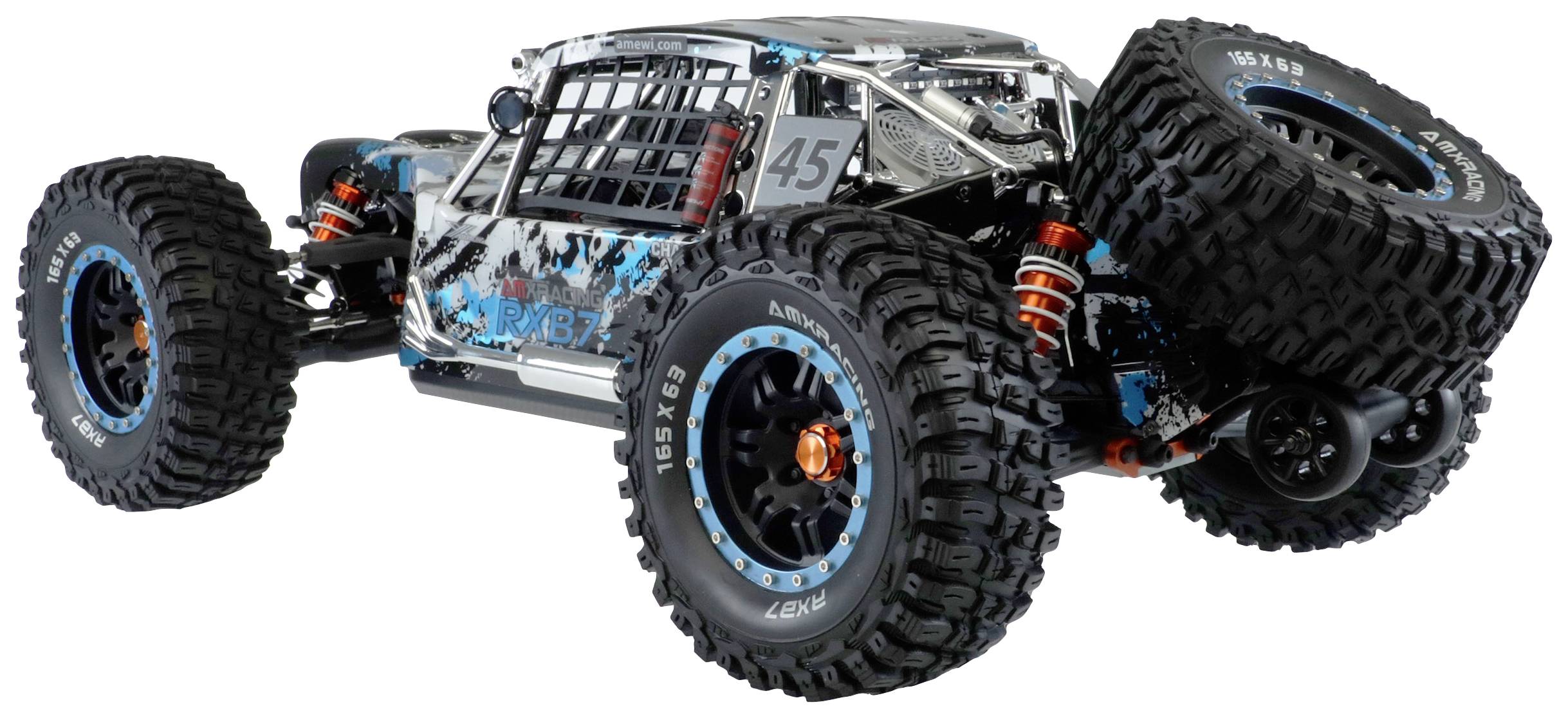 Amewi AMXRacing RXB7 Blau Brushless 1:7 RC Modellauto Elektro Buggy Allradantrieb (4WD) RtR 2,4 GHz Inkl. Akku und Ladegerät