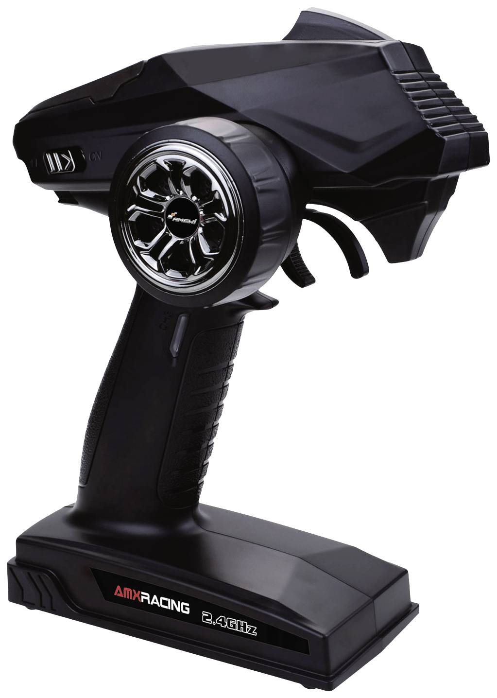 Ferngesteuertes Auto-Controller in Schwarz mit ergonomischem Griff und Digitalanzeige. Modell: 