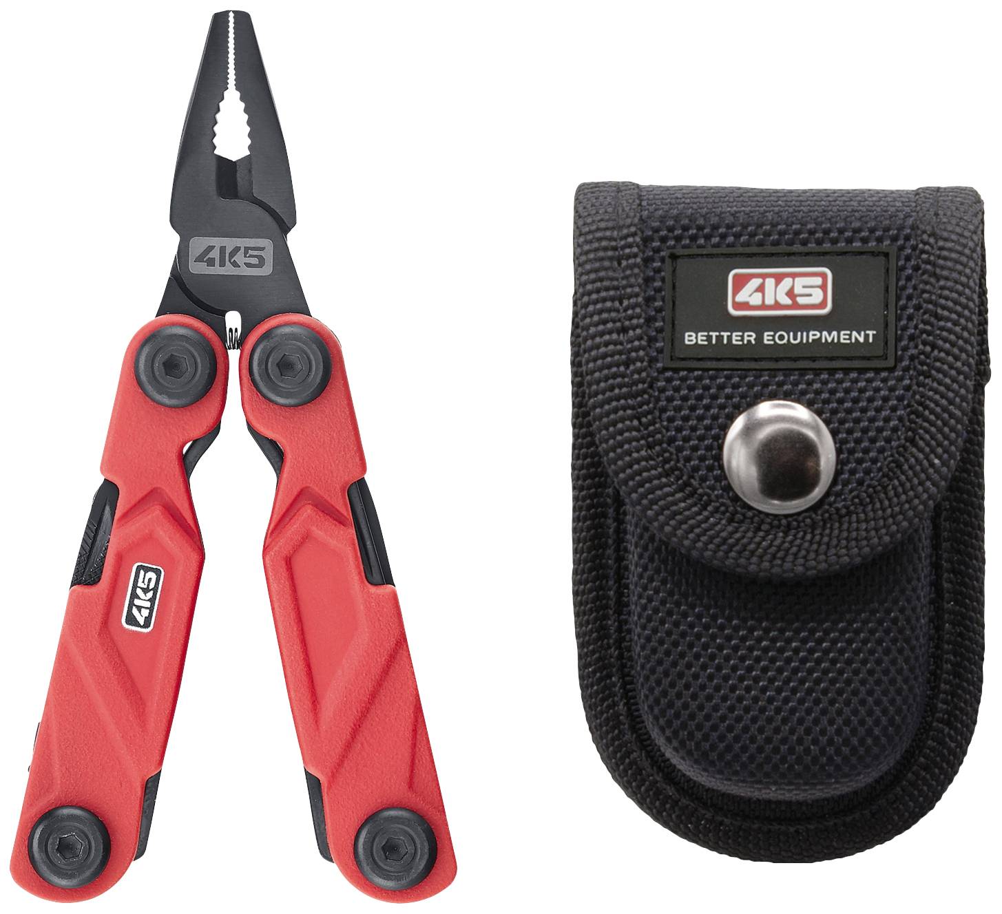 4K5 Tools MT 401 MultiTool Small 600.401A Multitool mit Holster Rot, Schwarz