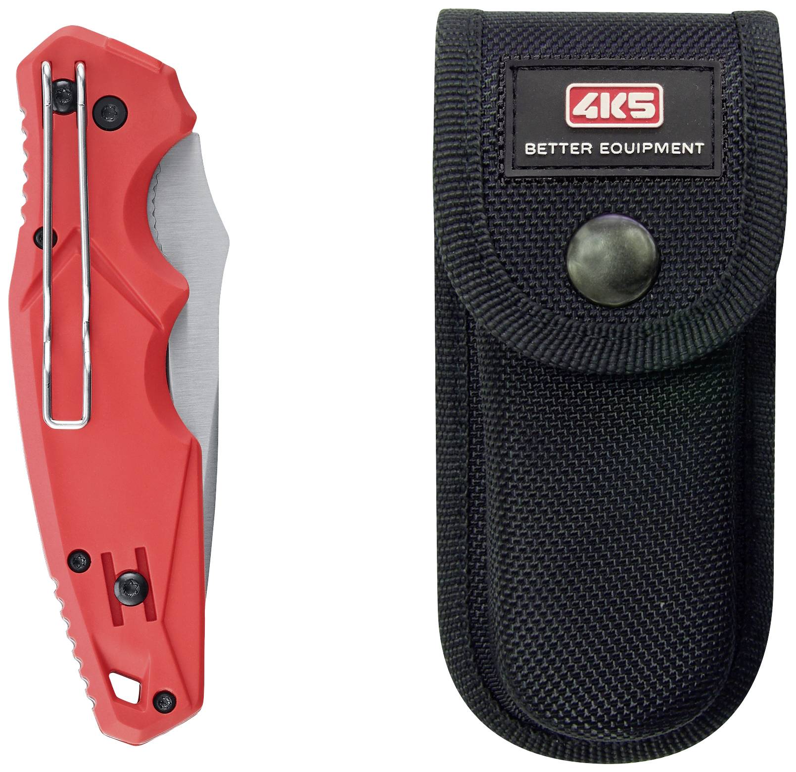 4K5 Tools TK 104 DropPoint Knife 600.104A Klappmesser mit Holster Rot