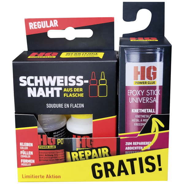 HG Power Glue Aktion HG Schweissnaht Groß + Knetmetall Gratis Reparaturkleber 80001 60 g