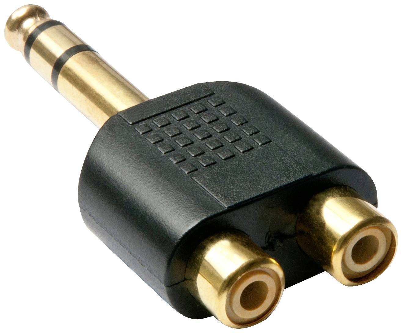 LINDY 35623 Klinke / RCA Audio Adapter [2x Cinch-Buchse - 1x Klinkenstecker 6.3 mm (stereo)] Schwarz