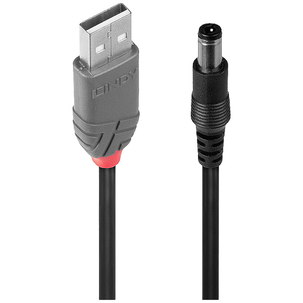 LINDY USB-Kabel USB 2.0 USB-A Stecker, DC Stecker 5,5 mm 1.50 m Schwarz 70267