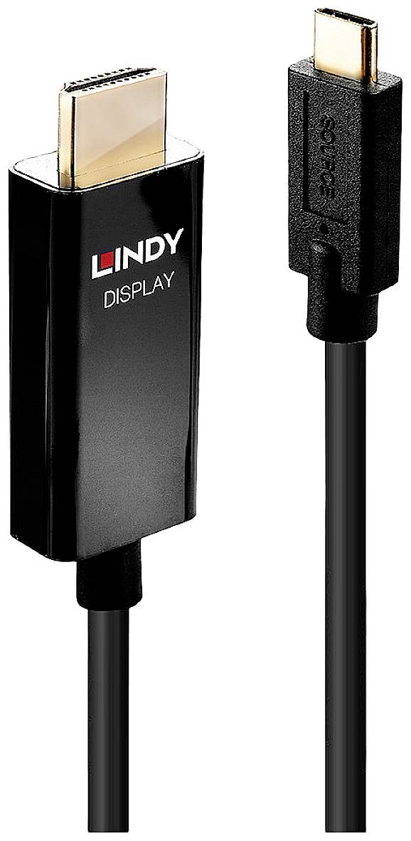 LINDY Anschlusskabel USB-C® Stecker, HDMI-A Stecker 2.00 m Schwarz 43292 4K UHD HDMI-Kabel