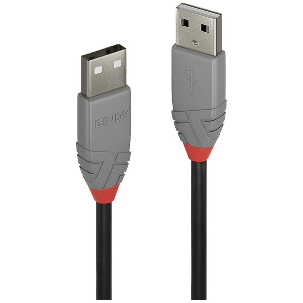 LINDY USB-Kabel USB 2.0 USB-A Stecker, USB-A Stecker 0.20m Schwarz 36690