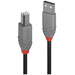 LINDY USB-Kabel USB 2.0 USB-A Stecker, USB-B Stecker 0.50 m Schwarz, Grau 36671