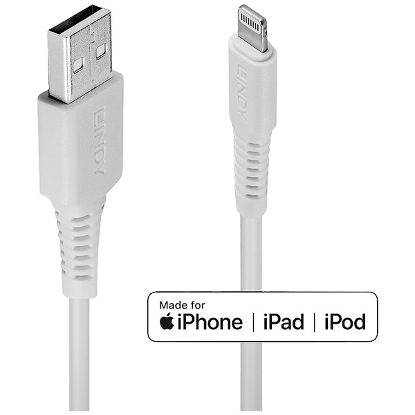 LINDY USB-Kabel USB 2.0 USB-A Stecker, Apple Lightning Stecker 0.50m Weiß 31325