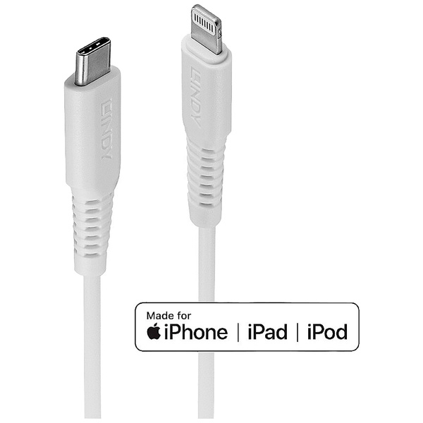 LINDY USB-Kabel USB 2.0 Apple Lightning Stecker, USB-C® Stecker 3.00m Weiß 31318