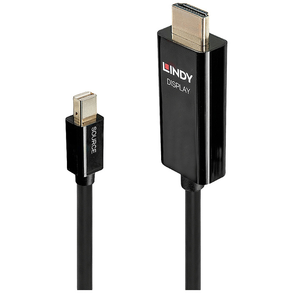LINDY Anschlusskabel Mini DisplayPort Stecker, HDMI-A Stecker 2.00 m Schwarz 40912 DisplayPort-Kabe