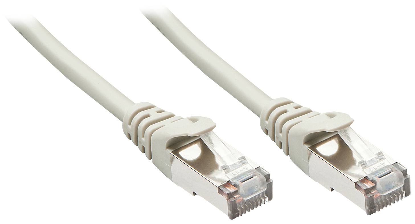 Zwei graue Netzwerkkabel mit RJ45-Steckern für Internet- oder LAN-Verbindungen.