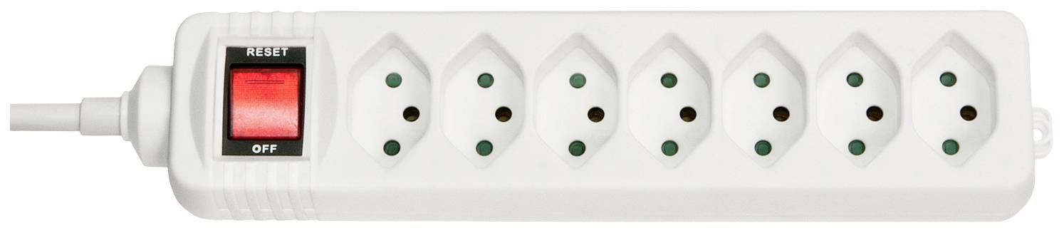LINDY 73168 Steckdosenleiste mit Schalter 7fach Weiß CH-Stecker 1 St.