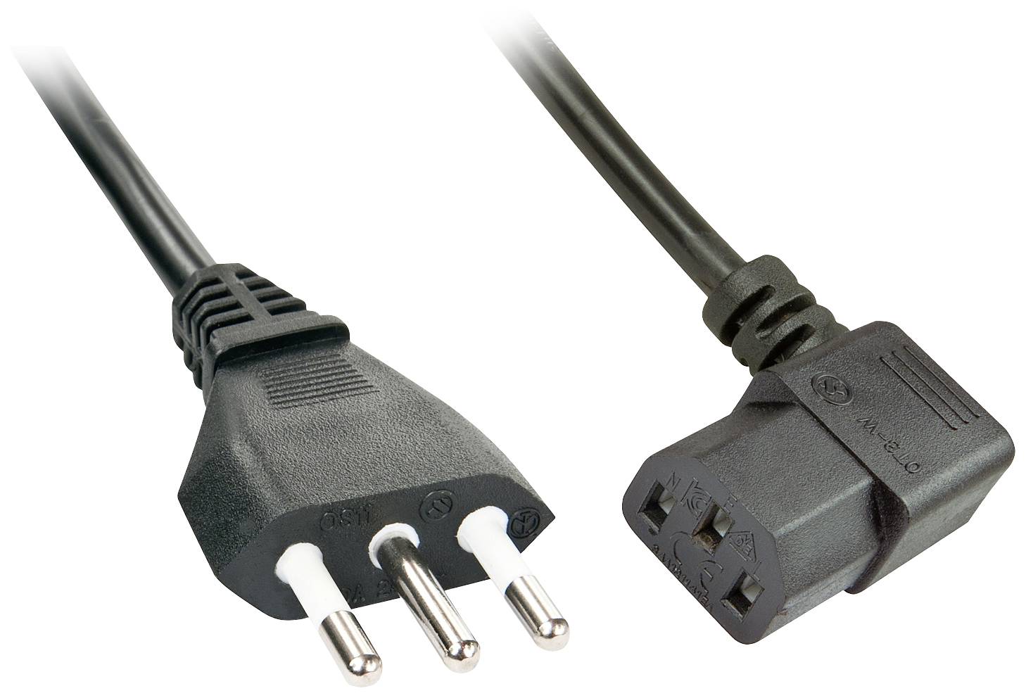 LINDY Strom Anschlusskabel [1x Italien-Stecker - 1x Kaltgeräte-Buchse C13] 2.00 m Schwarz