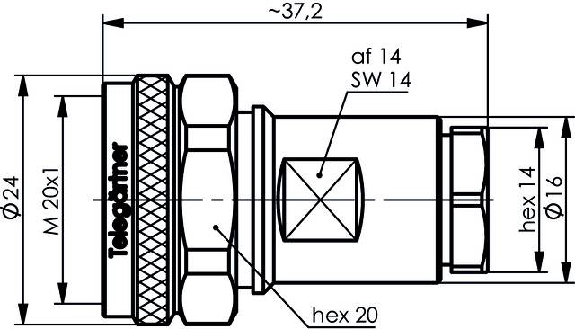 Telegärtner 100025236 100025236 4.3-10 Steckverbinder Stecker, gerade 50Ω 1St.