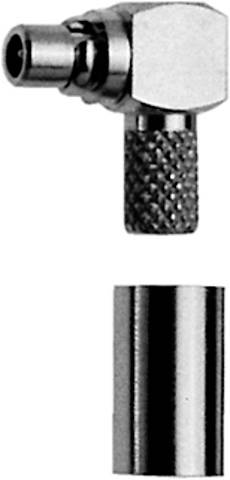 Metallstecker und -hülse, vermutlich Teil eines Kabelanschlusses oder Adapters, zeigen eine rechteckige und zylindrische Form.