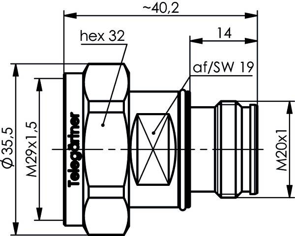 Telegärtner 100024543 100024543 7-16-Adapter 4.3-10-Buchse - 7-16-DIN-Stecker 1St.